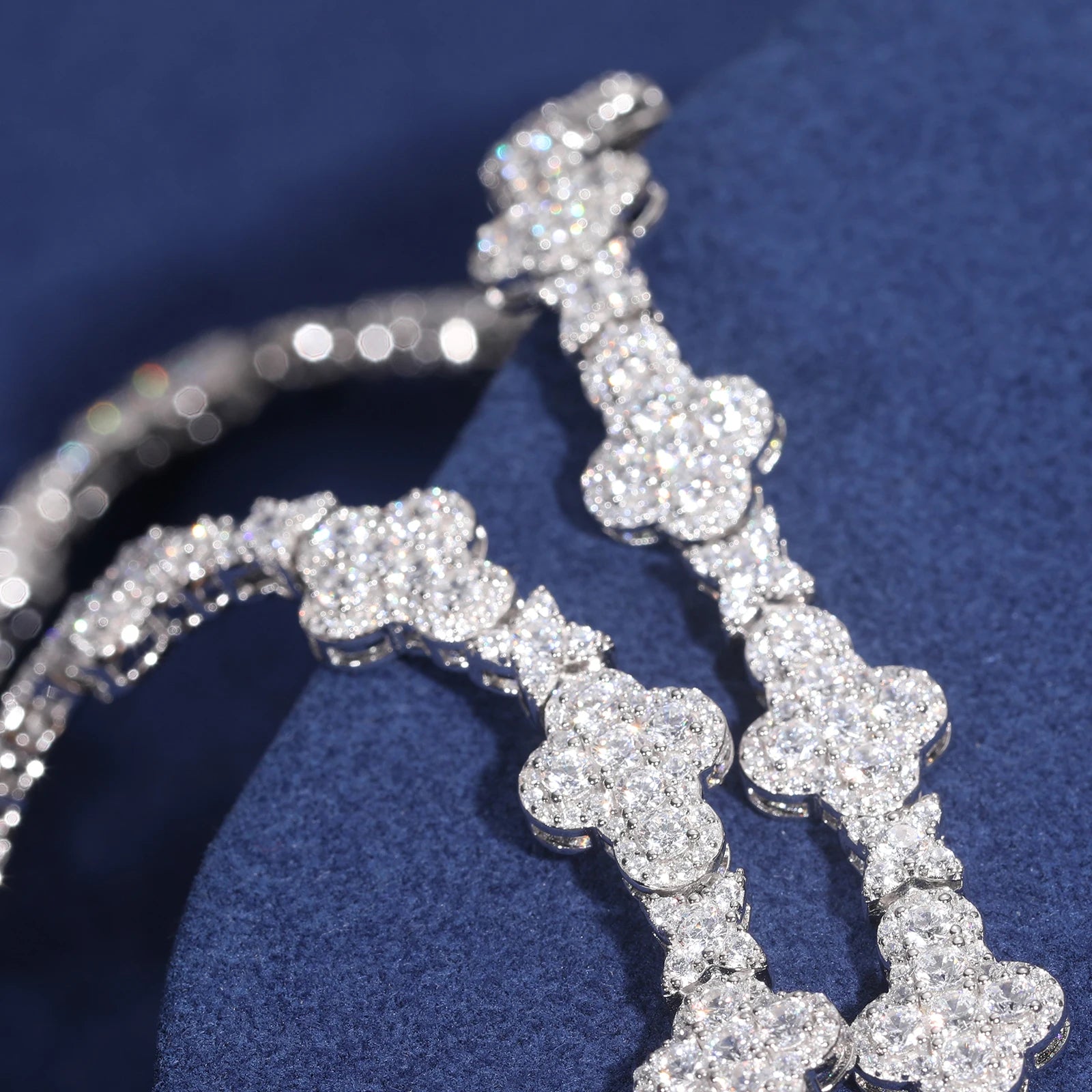 Star Cross Link Moissanite Bracelet – 10mm Iced Out VVS Diamonds | 925 White Gold Sterling Silver Men's Jewelry