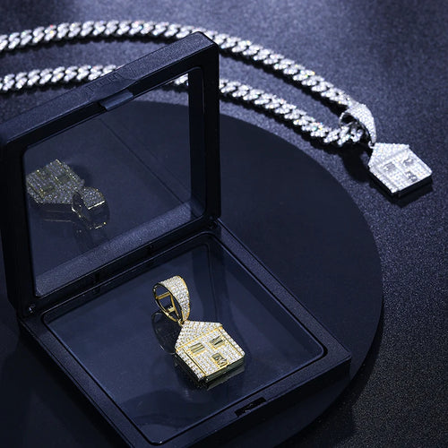 "Trap House" Iced-Out Pendant—VVS D Color Moissanite | Cuban Ready | 18K Gold Plated