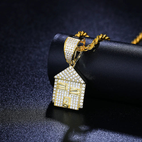 "Trap House" Iced-Out Pendant—VVS D Color Moissanite | Cuban Ready | 18K Gold Plated
