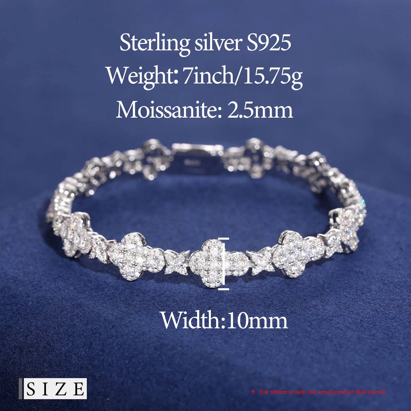 Star Cross Link Moissanite Bracelet – 10mm Iced Out VVS Diamonds | 925 White Gold Sterling Silver Men's Jewelry